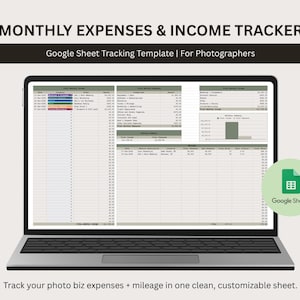 Google Sheets Fotografie Business Expense Tracker Template | Hochzeitsfotograf Einnahmen, Ausgaben, Meilenstein Tracker