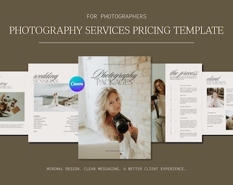 Photography Pricing Guide Template, Photography Services Pricelist, Customizable Canva Template, Price Guide for Photographers