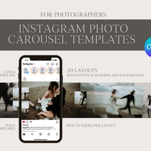 Instagram Carousel Template for Photographers | 5 Slide Carousel | Instagram Template for Photographers | Canva Template | Editable