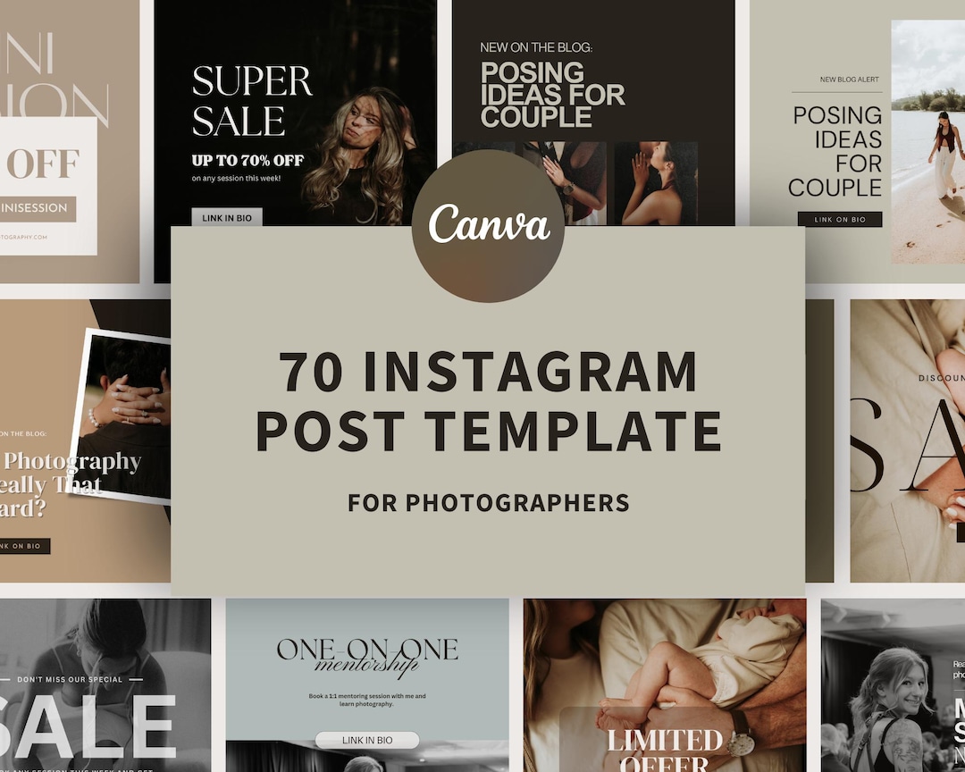 Canva 70 Instagram Post Templates for Photographers, Instagram Stories ...