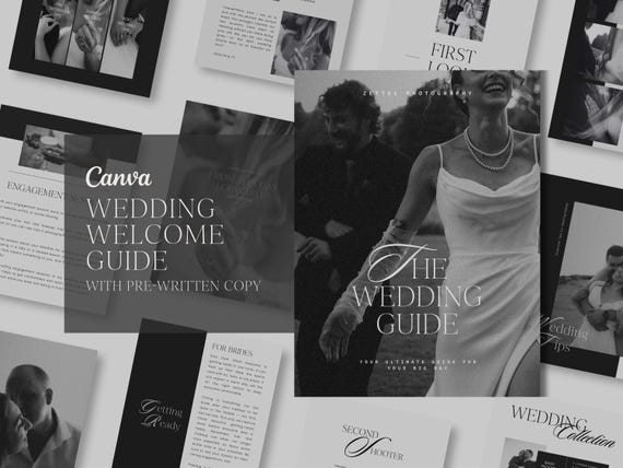 Canva Wedding Photography Guide, Minimalist, Black and White, Customizable Client Welcome Packet Template