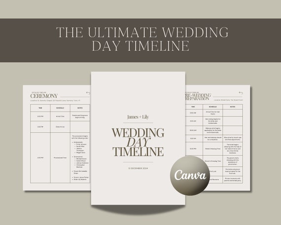 Wedding Timeline Customizable Canva Template, Digital and Printable Wedding Schedule, Wedding Planner, Wedding Coordinator Checklist