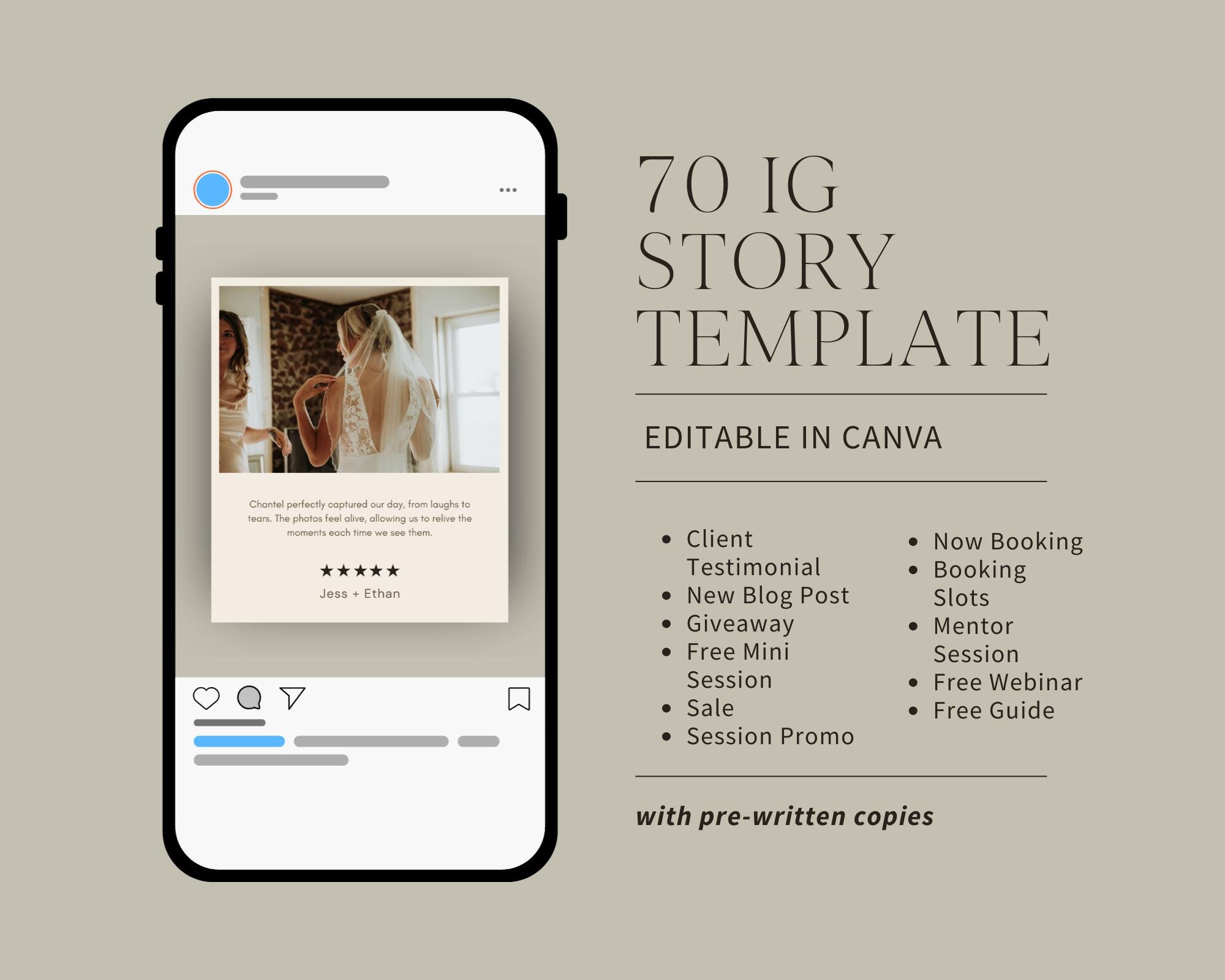 Canva 70 Instagram Post Templates for Photographers, Instagram Stories ...