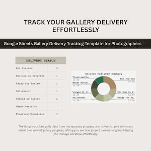 Modello di Google Sheets per il monitoraggio delle consegne della galleria per fotografi, monitoraggio delle scadenze, strumento aziendale per fotografi, CRM per la gestione dei clienti immagine 5