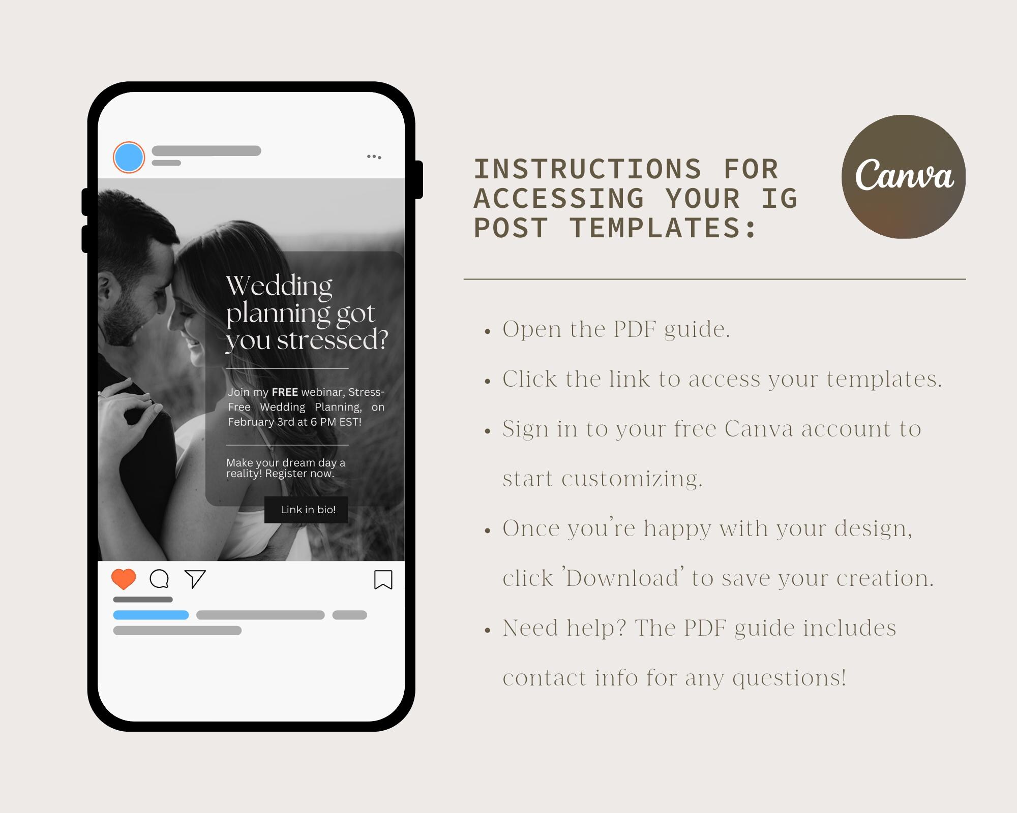 CANVA 70 Instagram Post Templates for Photographers, Instagram Stories ...