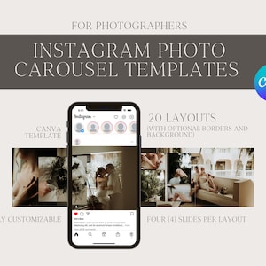 Instagram Carousel Template for Photographers | 4 Slide Carousel Photo Instagram Template for Photographers | Canva Template | Editable