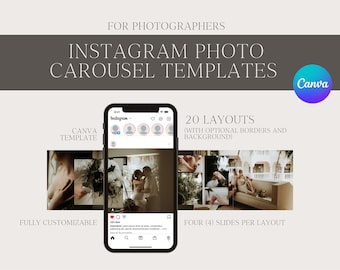 Instagram Carousel Template for Photographers | 4 Slide Carousel Photo Instagram Template for Photographers | Canva Template | Editable