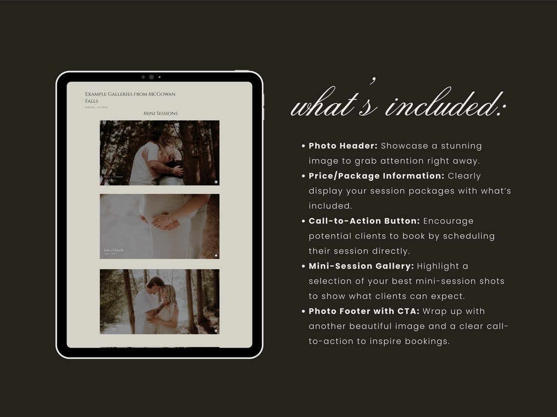 Showit Mini Session Photography Page Template, Showit Website Template ...