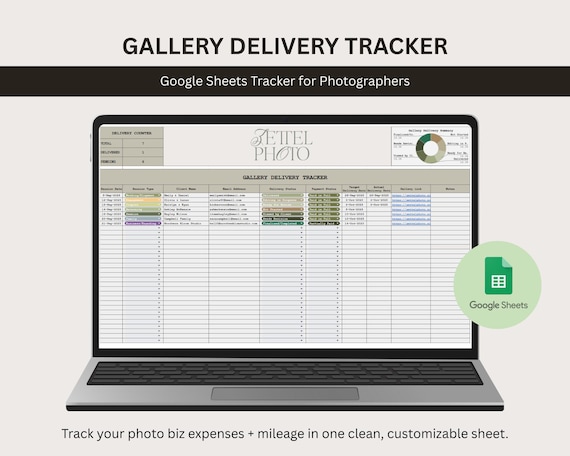 Gallery Delivery Tracker Google Sheets Template for Photographers, Deadline Tracker, Photographer Business Tool, Client Management CRM
