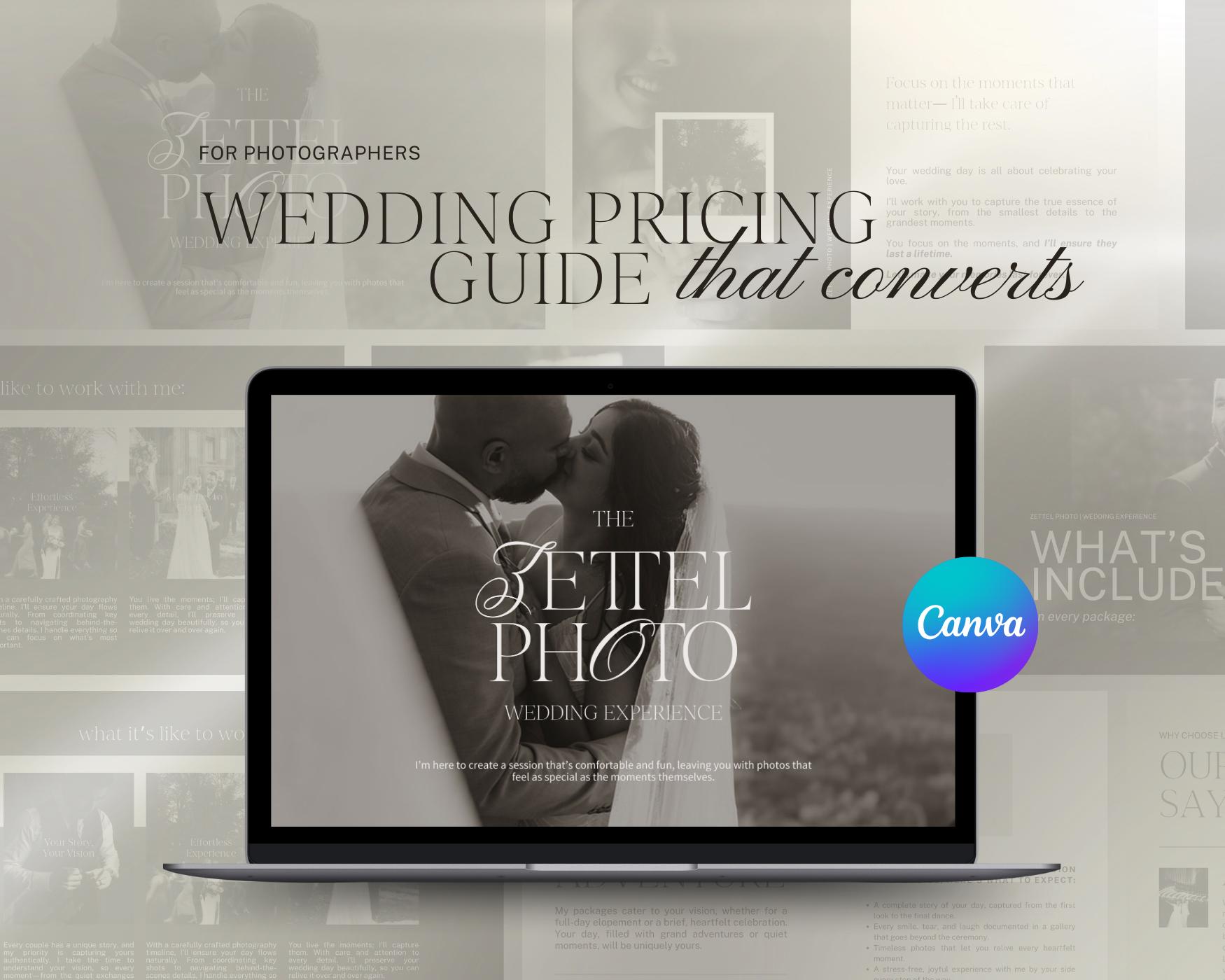 CANVA Wedding Pricing Guide Template | Photographer Pricing Template | Photographer Pricing Guide | Wedding Pricing Guide | Editable