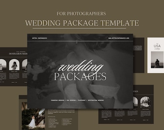 Wedding Package Template, Wedding Pricing, Elopement Packages, Pricing Guide, Wedding Guide, Canva Template, Customizable Templates