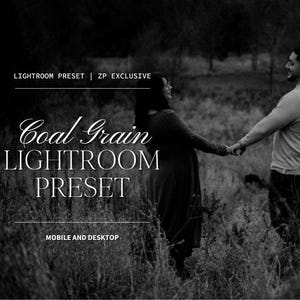 Coal Grain Preset, Adobe Lightroom Preset, Black & White Preset, Aesthetic Film Preset, Mobile and Desktop Preset, Grainy Film Preset, XMP