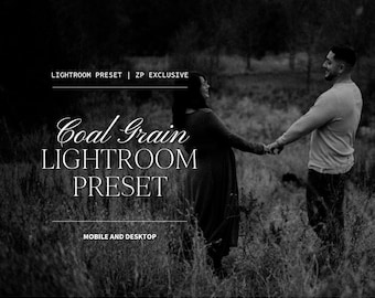 Coal Grain Lightroom Preset, Dark, Aesthetic Film, Grainy, Engagement, Wedding, Studio, Photo Editing Portraits Mobile & Desktop (XMP)