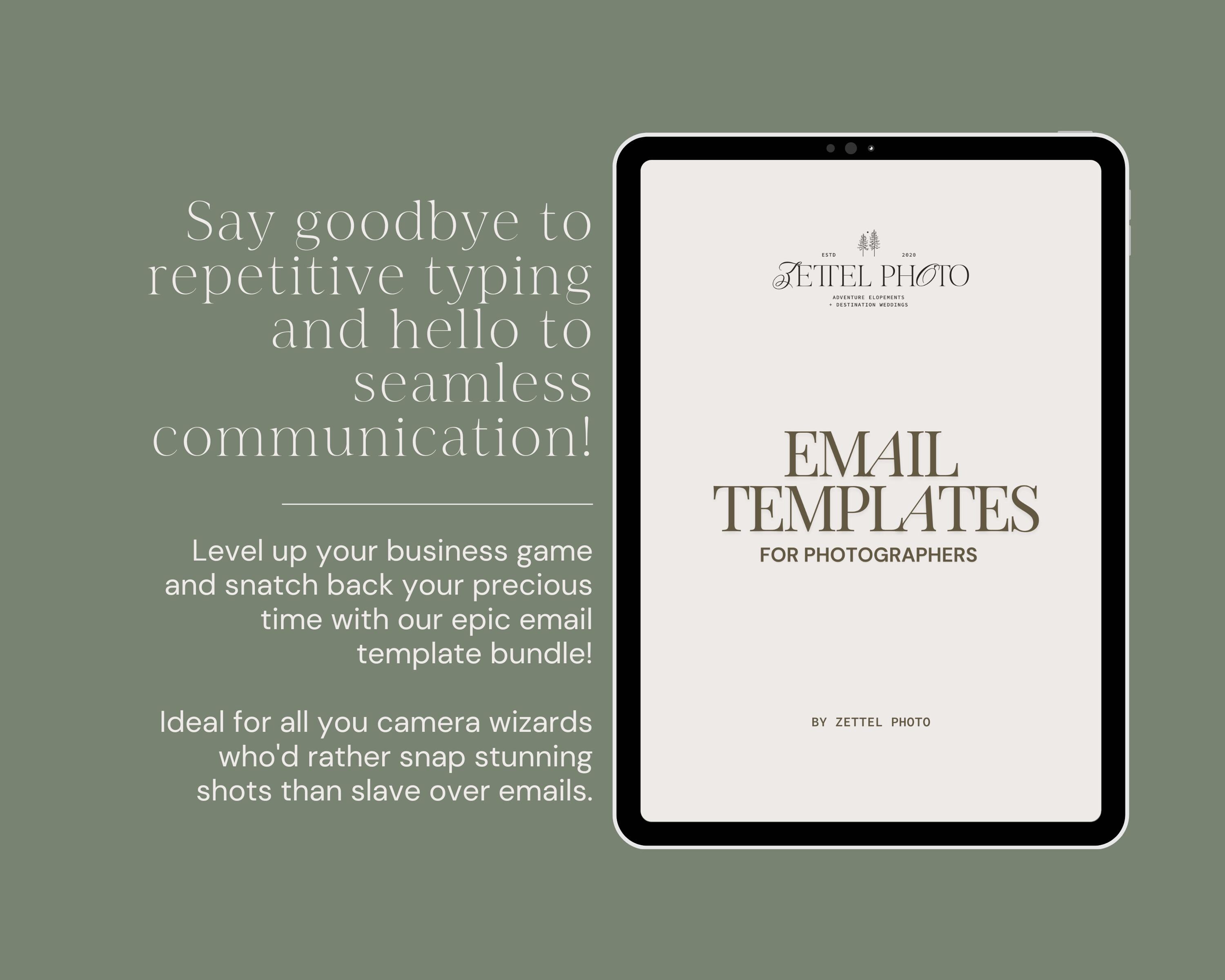 Professional Email Templates for Photographers, Wedding Client Email ...