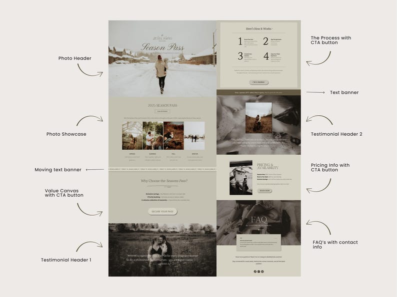 Showit Mini Session Sales Page: Photography Website Template - Etsy