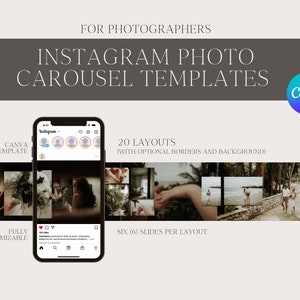 Instagram Carousel Template for Photographers | 6 Slide Carousel Photo Instagram Template for Photographers | Canva Template | Editable