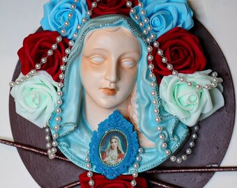 Divine Mother Blue Veiled and Rose Virgin Mary