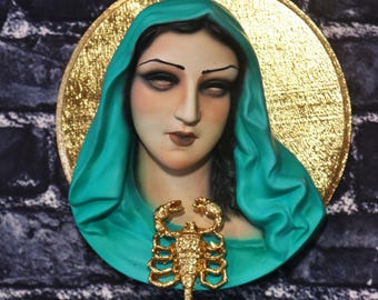 Our Lady of the Desert Scorpion – Gothic Halo Wall Sculpture