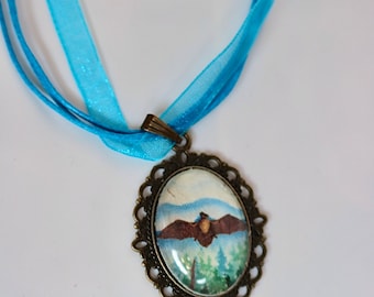 Bat Glass Cameo Necklace