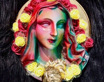 The Invisible Witch | Gothic Wall Hanging | Retro Horror Inspired Sacred Heart Art