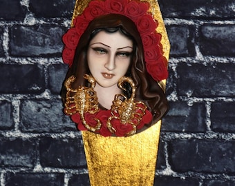 Sancta Scorpia – Gold Leaf Coffin Shrine Sculpture