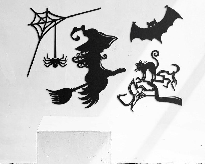 Halloween Wall Art Decor Set, Halloween Witch, Spider , Halloween