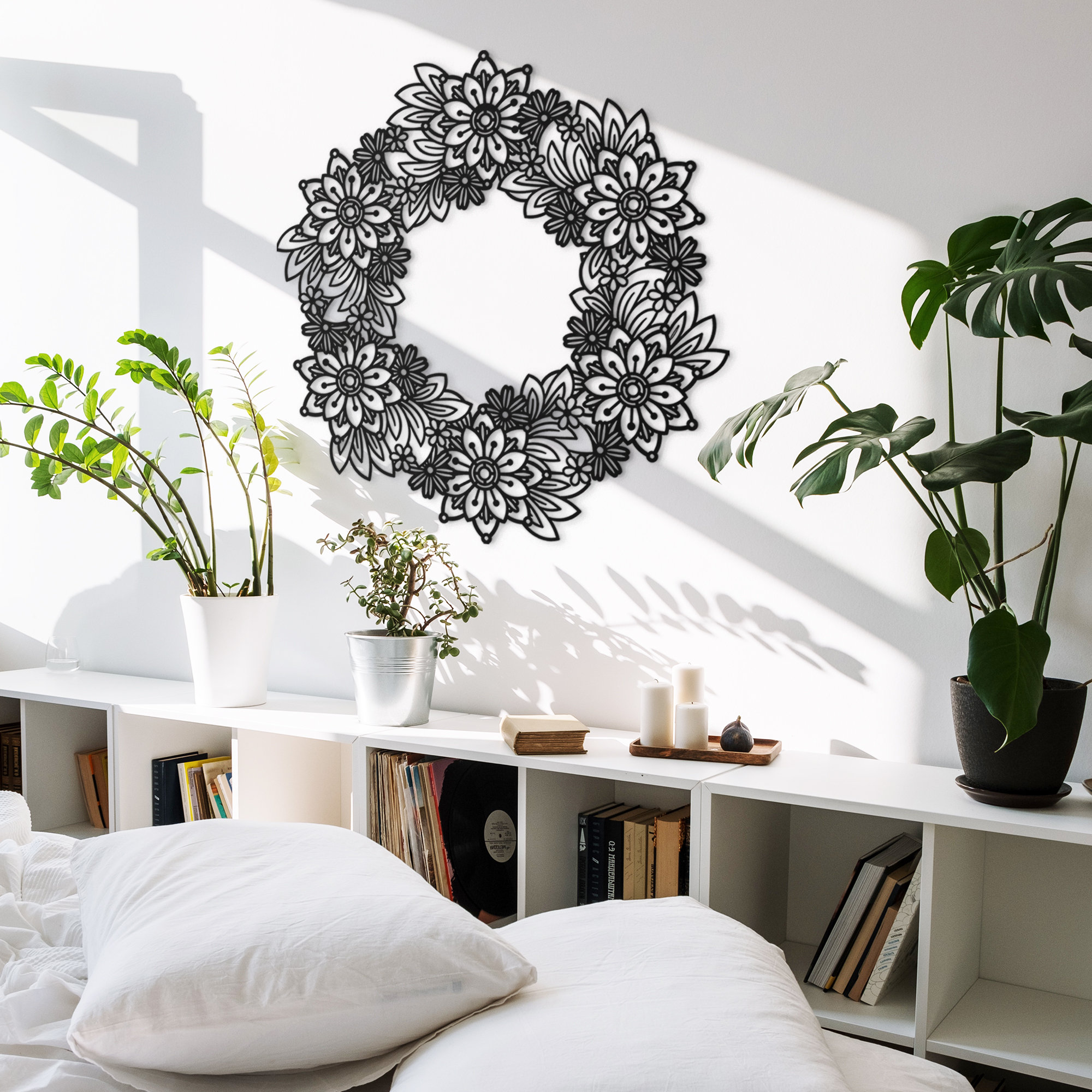 Flowers Metal Wall Art Metal Wreath for Front Door Metal Etsy