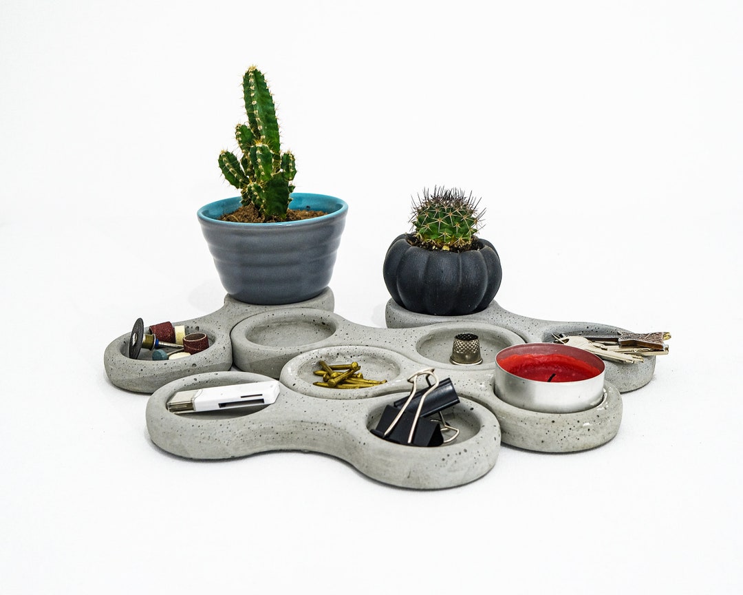 Minimalist Concrete Desk Organizer Set of 4, Jewelry Organizer, Desk