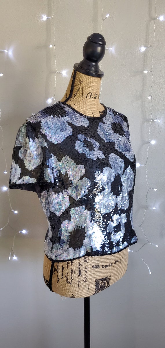 Sequin Crop Top Size Medium or oversized Small, S… - image 3