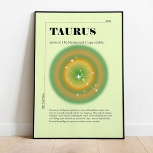 Taurus Star Sign Instant Download Print,Taurus Wall Art,Aura Gradient Poster,Astrology Star Sign Print,Zodiac Aura,Spiritual Horoscope Art