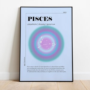 Fische Kunstdruck,Fische Farbverlauf Aura,Sternzeichen Poster,Ästhetisches Raum Dekor,druckbare Wandkunst,Astrologie Sternzeichen,Sofort Download Druck