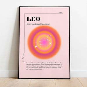 Leo Star Sign Print,Retro Gradient Poster,Trendy Wall Art,Spiritual Aura Poster,Astrology Art,Y2K Decor,Leo Poster,Indie Room Decor