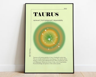 Taurus Star Sign Instant Download Print,Taurus Wall Art,Aura Gradient Poster,Astrology Star Sign Print,Zodiac Aura,Spiritual Horoscope Art