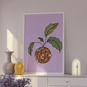 Disco Ball Planter Print,Funky Wall Art,Cute Home Decor,Preppy Room Decor,Colorful Girly Wall Art,Coquette Room Decor,2000s Aesthetic Poster