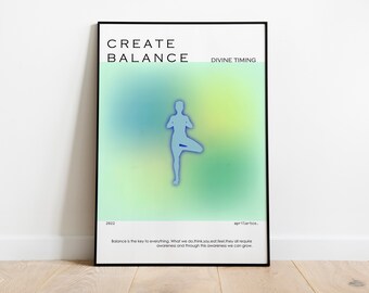 Retro Farbverlauf Spiritueller Druck,Yoga Poster,Positive Affirmation,Achtsamkeit Druck,Aura Energie Poster,Göttlicher Zeitplan druckbare Wandkunst