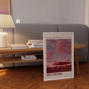 Retro Moderne Wand dekor,Pinterest Dekor,Tankstelle Poster,Funky Print,große druckbare Kunst,Indie Zimmer Dekor,Maximalist Y2K Apartment Dekor Bild 4