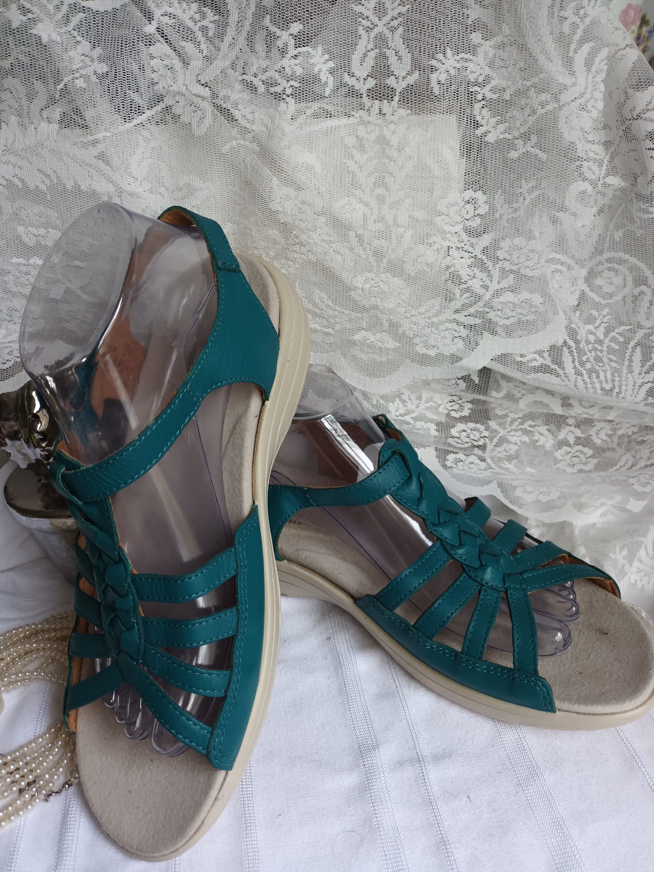 Hotter Jenna Teal Shoes Size 6.5 Uk. Wide EXF Fit and Velcro