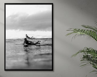 Surf Girls Printable Wall Art, Surf Prints, B&W Surf Photo