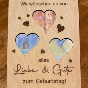 Geldgeschenk mit Gravur Geschenkkarte Holzkarte Geschenkidee Geburtstagskarte