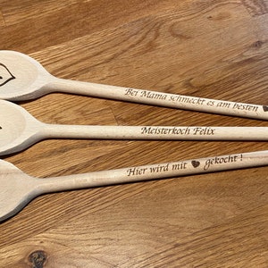 Personalized cooking spoon, cooking spoon with engraving, beech wood
