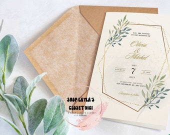 Boho Minimalist Wedding Invitation, Editable Wedding Invite, Minimalist Wedding Digital Download, Editable Wedding Invite, Minimalist Invite