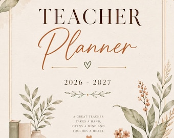 Agenda para profesores estilo bohemio 2026-2027 / Organizador de lecciones, carpeta para el aula (descarga en PDF)