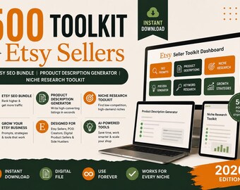 Kit de herramientas para vendedores de Etsy / SEO, descripciones, investigación de nicho (descarga digital)