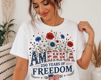 Diseño floral patriótico por los 250 años de libertad en Estados Unidos (descarga digital)
