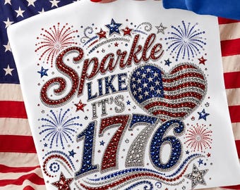 Brilla como si fuera 1776 PNG, diseño patriótico de diamantes de imitación de EE. UU. (descarga digital)