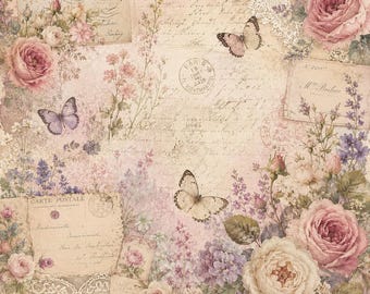 Paquete de papeles para álbumes de recortes con estilo Cottagecore vintage y de ensueño