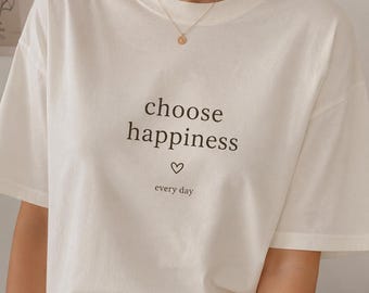 Elige la felicidad cada día PNG, diseño de cita minimalista, svgPNG, diseño de camiseta con mentalidad positiva, arte de pared imprimible