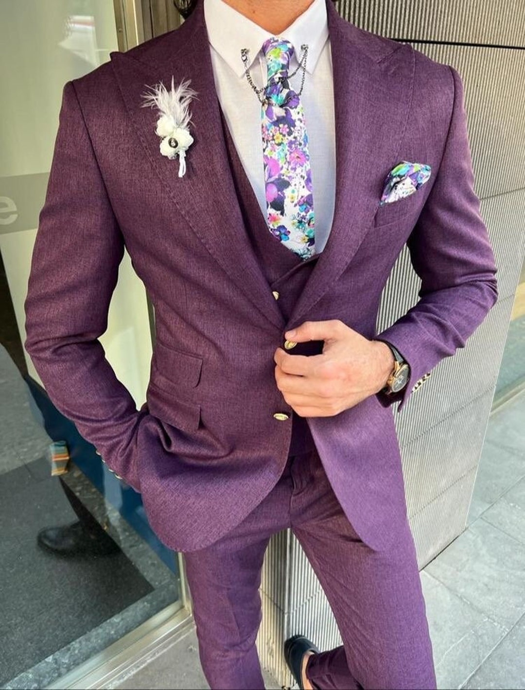 Men Tuxedo Purple Ultimatum Suits 3 Piece Men Suits for Men Etsy