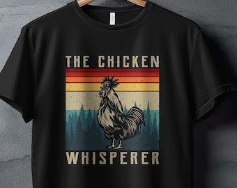 Camiseta del encantador de pollos: gráfico retro de gallo, ideal para amantes de los animales de granja