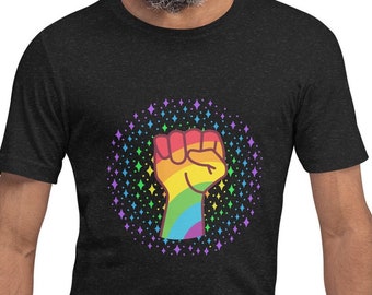 Pride T-Shirt - Unisex Rainbow Fist Logo LGBTQ Flag Tee | Gay Pride Gift | Pride Week/Month Shirt Unisex t-shirt